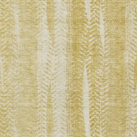 Gold Wheat And Ivory Botanical Leaves Washable Indoor Outdoor Area Rug Photo 6