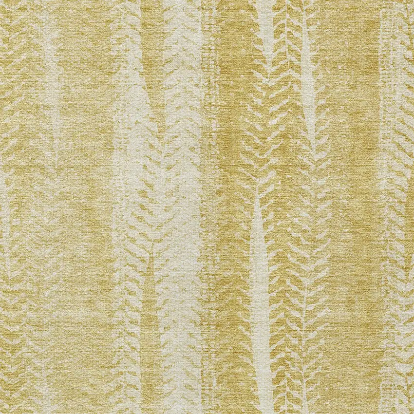 Gold Wheat And Ivory Botanical Leaves Washable Indoor Outdoor Area Rug Photo 6