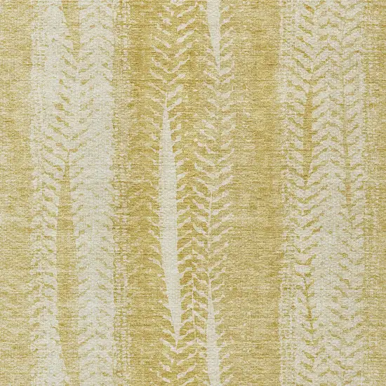 Gold Wheat And Ivory Botanical Leaves Washable Indoor Outdoor Area Rug Photo 6