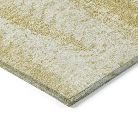 Gold Wheat And Ivory Botanical Leaves Washable Indoor Outdoor Area Rug Photo 4