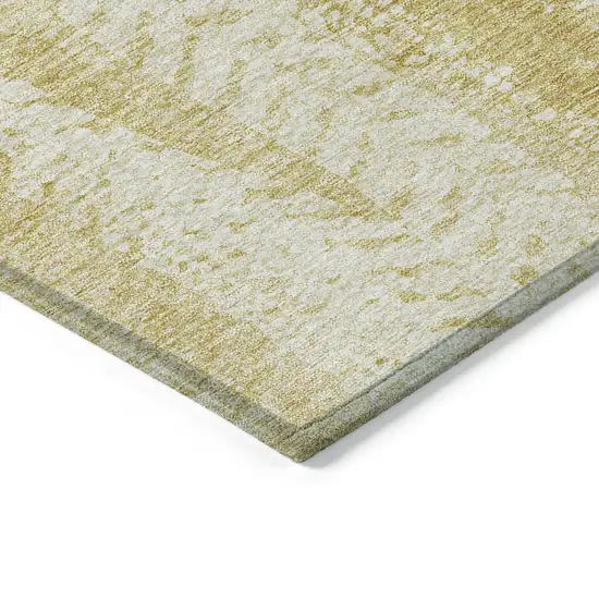 Gold Wheat And Ivory Botanical Leaves Washable Indoor Outdoor Area Rug Photo 4