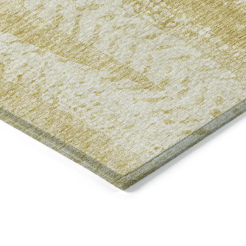 Gold Wheat And Ivory Botanical Leaves Washable Indoor Outdoor Area Rug Photo 4