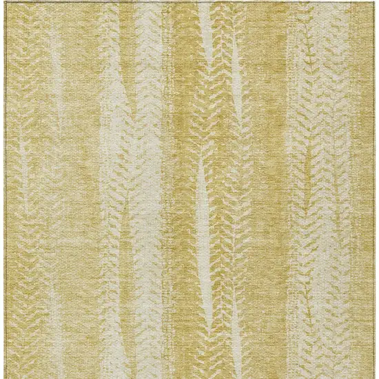 Gold Wheat And Ivory Botanical Leaves Washable Indoor Outdoor Area Rug Photo 7