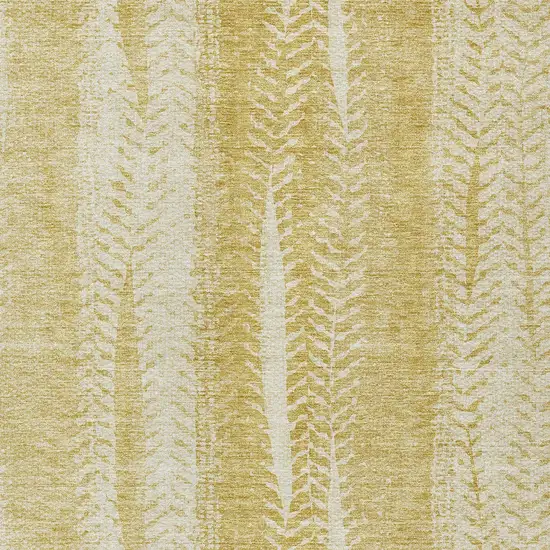 Gold Wheat And Ivory Botanical Leaves Washable Indoor Outdoor Area Rug Photo 6