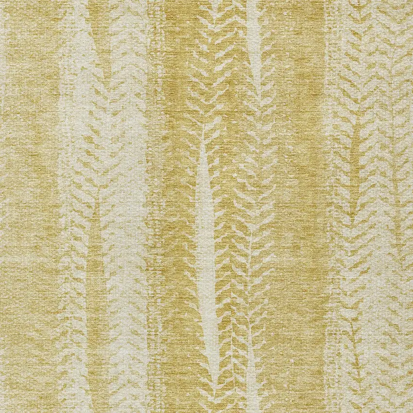 Gold Wheat And Ivory Botanical Leaves Washable Indoor Outdoor Area Rug Photo 6