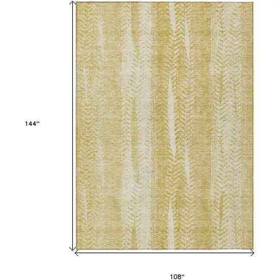 Gold Wheat And Ivory Botanical Leaves Washable Indoor Outdoor Area Rug Photo 3