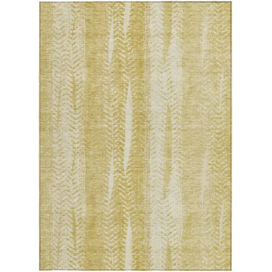 Gold Wheat And Ivory Botanical Leaves Washable Indoor Outdoor Area Rug Photo 6