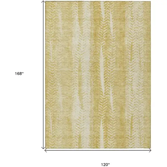 Gold Wheat And Ivory Botanical Leaves Washable Indoor Outdoor Area Rug Photo 3