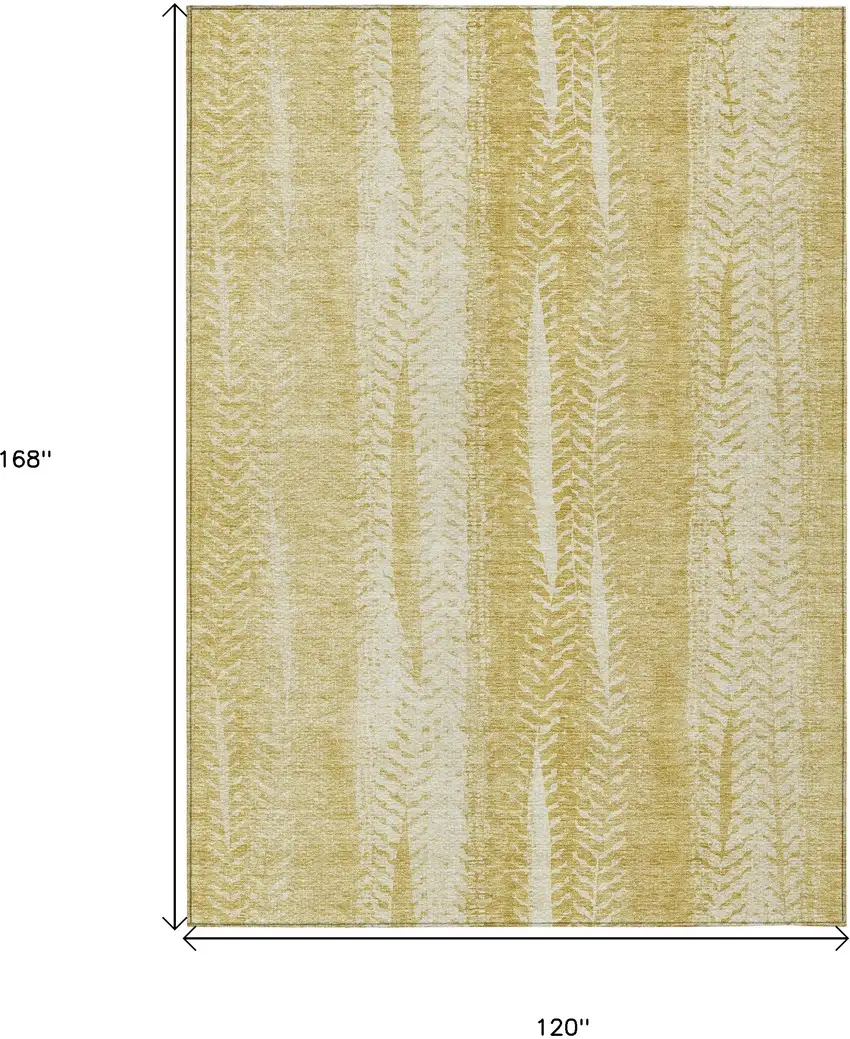 Gold Wheat And Ivory Botanical Leaves Washable Indoor Outdoor Area Rug Photo 3