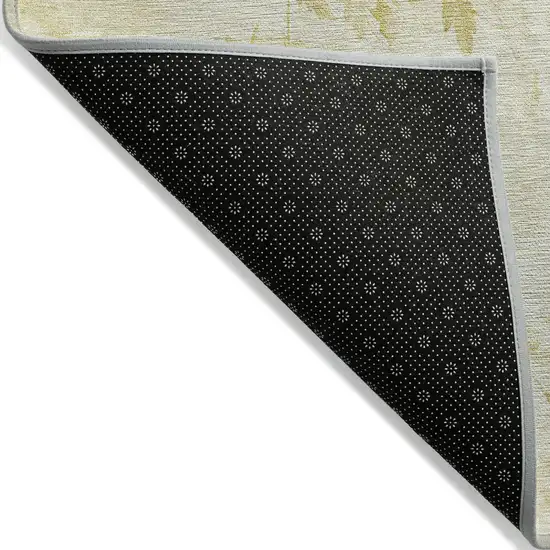 Gold Wheat And Ivory Floral Washable Indoor Outdoor Area Rug Photo 2