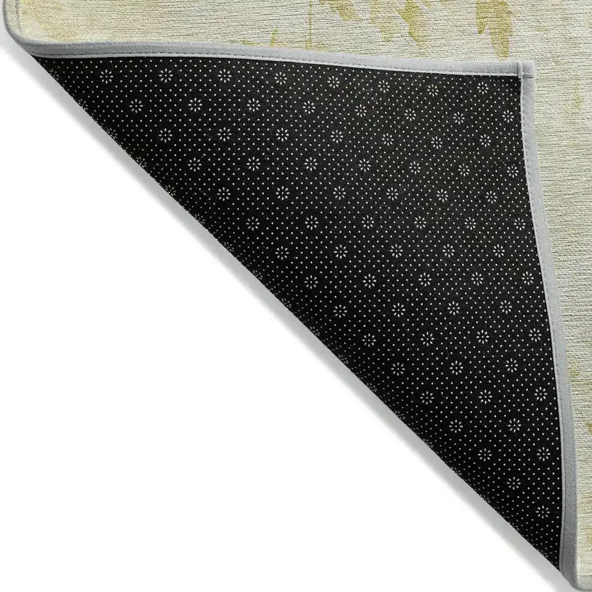Gold Wheat And Ivory Floral Washable Indoor Outdoor Area Rug Photo 2