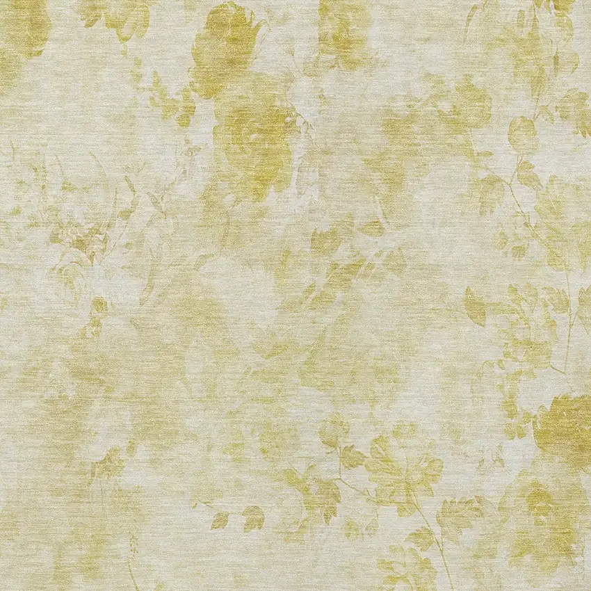 Gold Wheat And Ivory Floral Washable Indoor Outdoor Area Rug Photo 4
