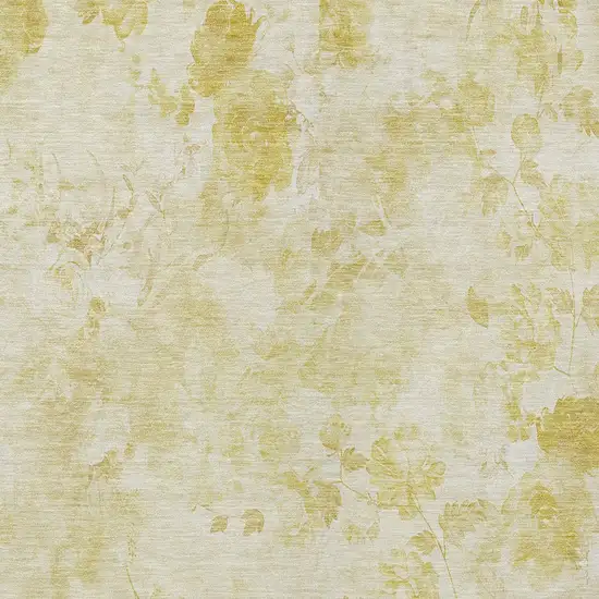 Gold Wheat And Ivory Floral Washable Indoor Outdoor Area Rug Photo 4