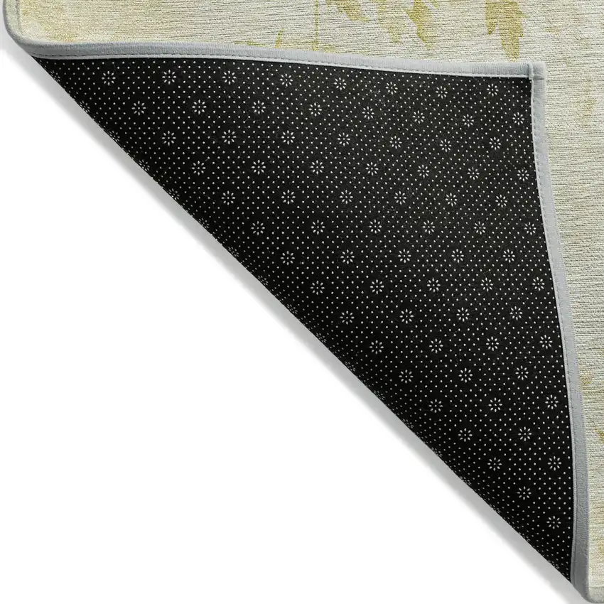 Gold Wheat And Ivory Floral Washable Indoor Outdoor Area Rug Photo 4