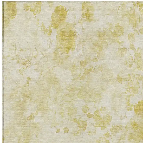 Gold Wheat And Ivory Floral Washable Indoor Outdoor Area Rug Photo 5