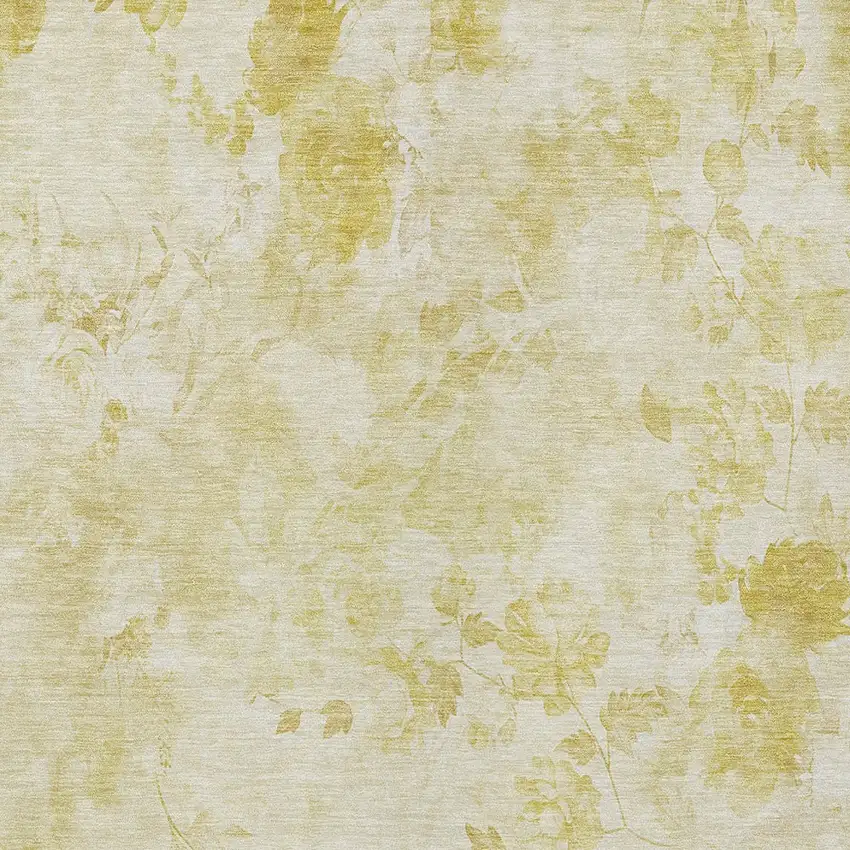 Gold Wheat And Ivory Floral Washable Indoor Outdoor Area Rug Photo 8