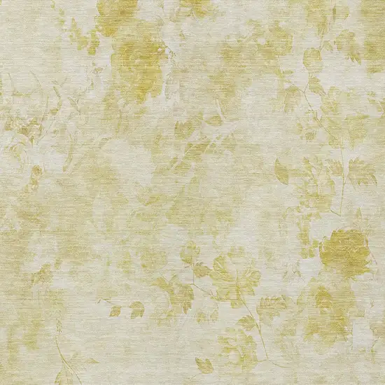 Gold Wheat And Ivory Floral Washable Indoor Outdoor Area Rug Photo 9