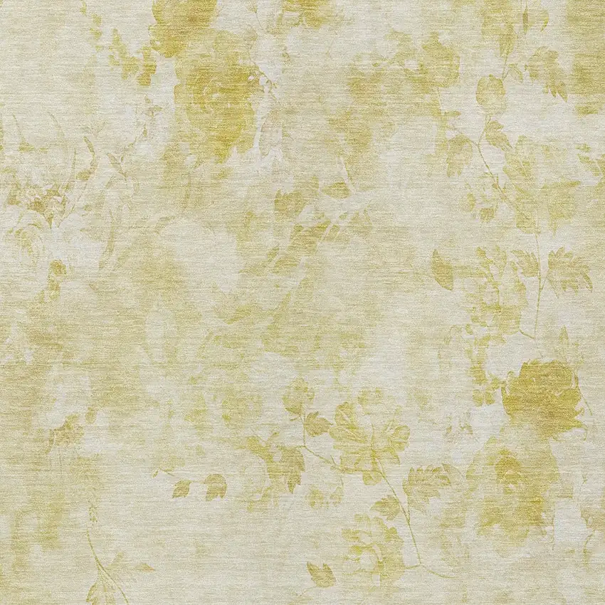 Gold Wheat And Ivory Floral Washable Indoor Outdoor Area Rug Photo 9