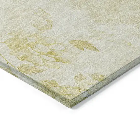 Gold Wheat And Ivory Floral Washable Indoor Outdoor Area Rug Photo 4