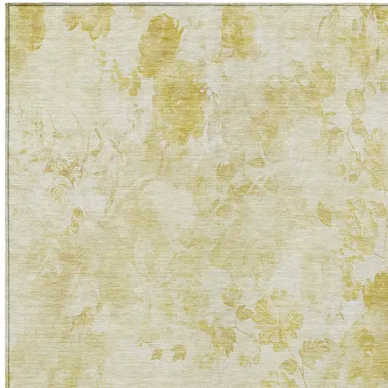 Gold Wheat And Ivory Floral Washable Indoor Outdoor Area Rug Photo 6