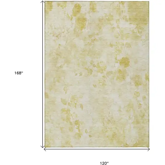 Gold Wheat And Ivory Floral Washable Indoor Outdoor Area Rug Photo 7