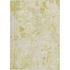Photo of Gold Wheat And Ivory Floral Washable Indoor Outdoor Area Rug