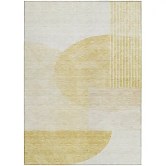 Gold Wheat And Ivory Geometric Washable Indoor Outdoor Area Rug Photo 7