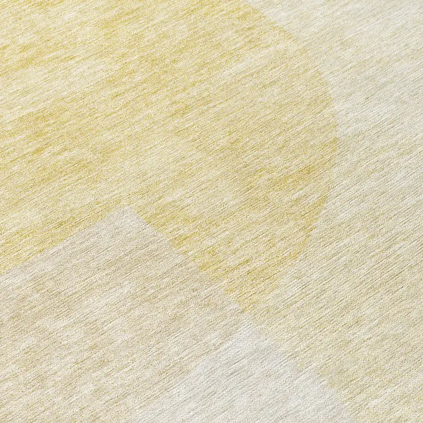 Gold Wheat And Ivory Geometric Washable Indoor Outdoor Area Rug Photo 8