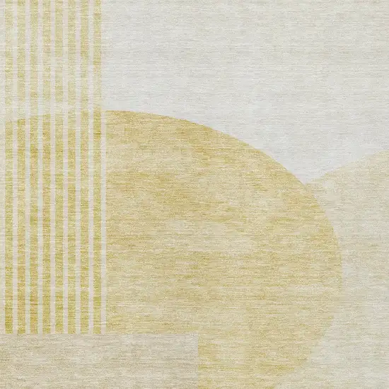 Gold Wheat And Ivory Geometric Washable Indoor Outdoor Area Rug Photo 6