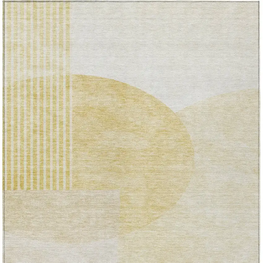 Gold Wheat And Ivory Geometric Washable Indoor Outdoor Area Rug Photo 7