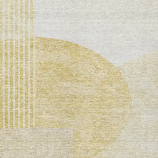 Gold Wheat And Ivory Geometric Washable Indoor Outdoor Area Rug Photo 9