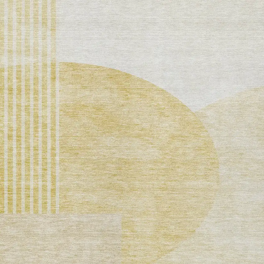 Gold Wheat And Ivory Geometric Washable Indoor Outdoor Area Rug Photo 9
