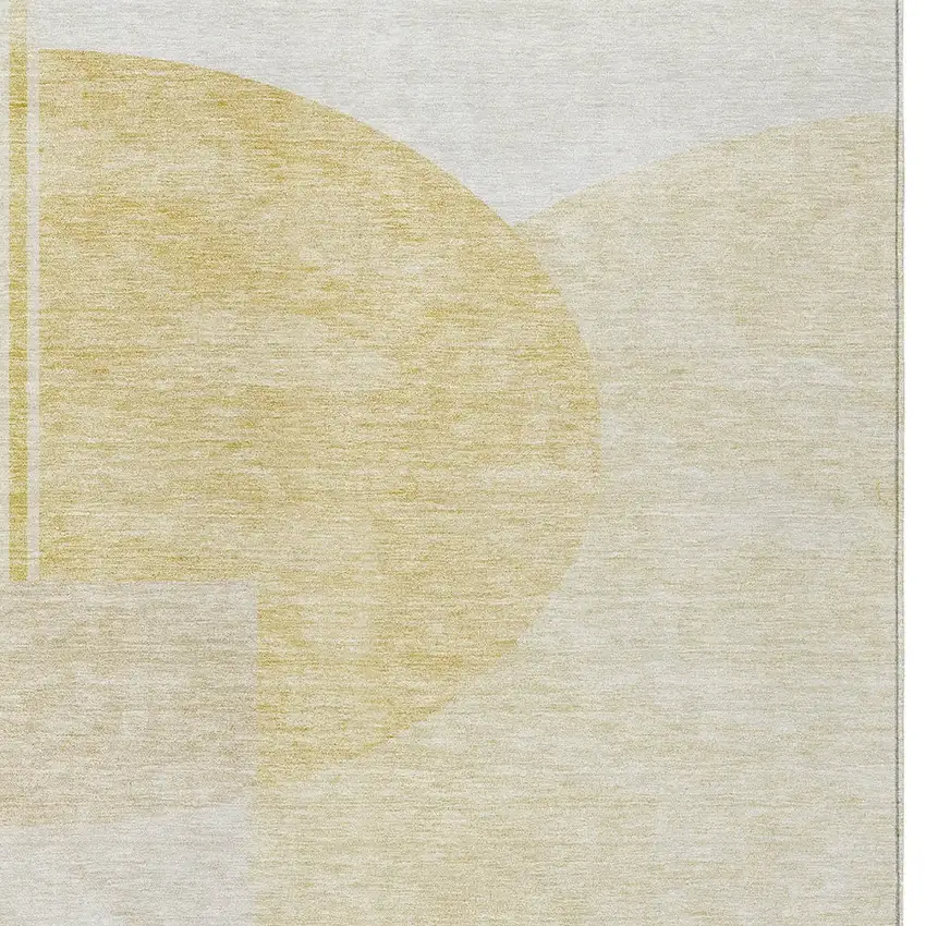 Gold Wheat And Ivory Geometric Washable Indoor Outdoor Area Rug Photo 6