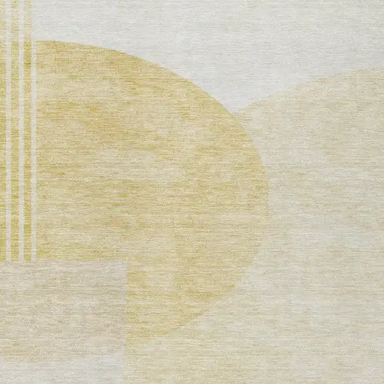 Gold Wheat And Ivory Geometric Washable Indoor Outdoor Area Rug Photo 7