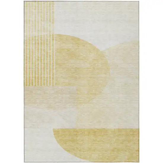 Gold Wheat And Ivory Geometric Washable Indoor Outdoor Area Rug Photo 2
