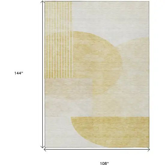 Gold Wheat And Ivory Geometric Washable Indoor Outdoor Area Rug Photo 3