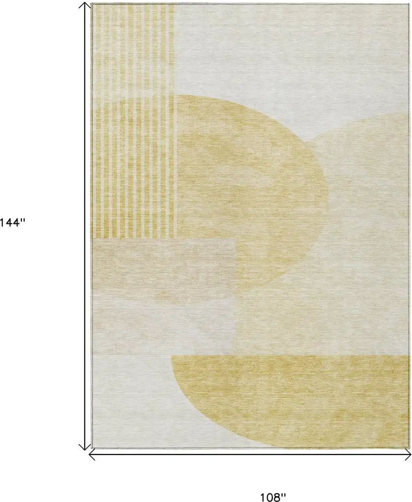 Gold Wheat And Ivory Geometric Washable Indoor Outdoor Area Rug Photo 3