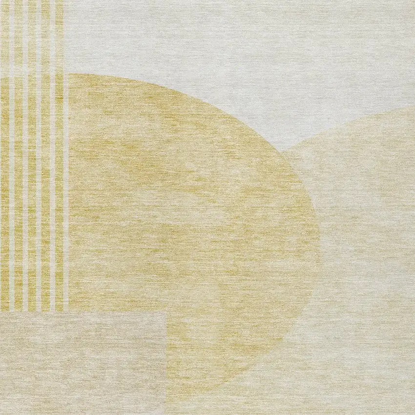 Gold Wheat And Ivory Geometric Washable Indoor Outdoor Area Rug Photo 6