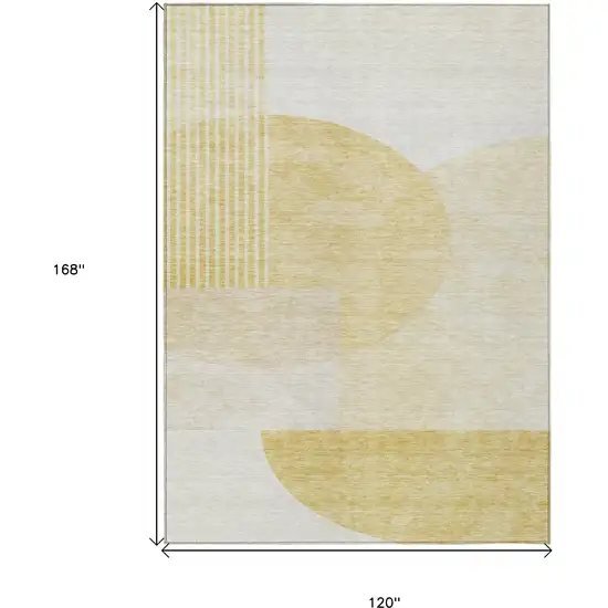 Gold Wheat And Ivory Geometric Washable Indoor Outdoor Area Rug Photo 3