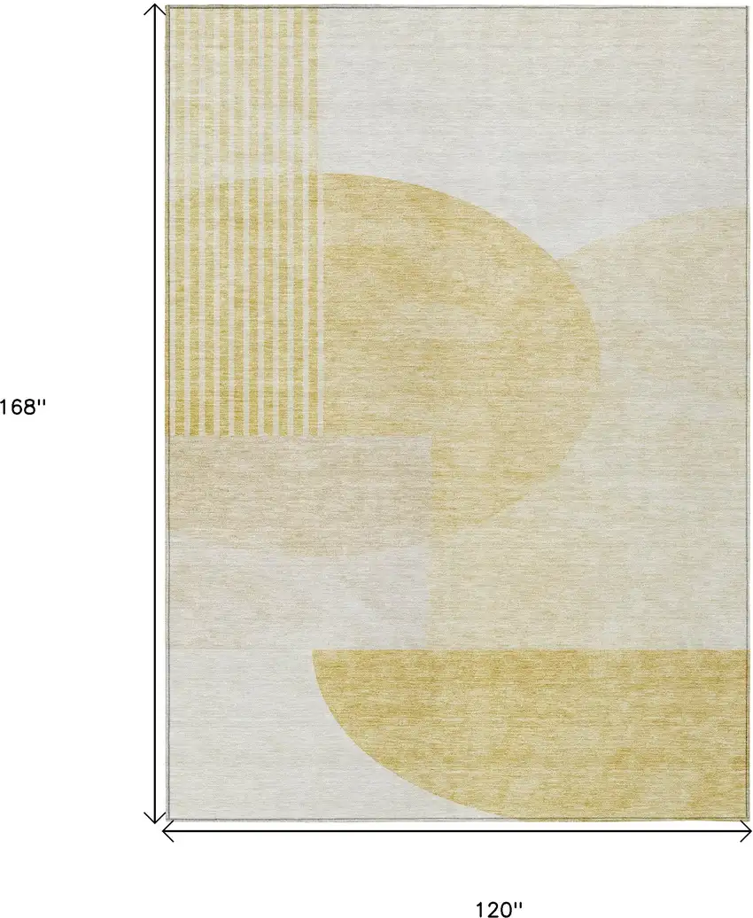 Gold Wheat And Ivory Geometric Washable Indoor Outdoor Area Rug Photo 3