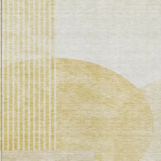 Gold Wheat And Ivory Geometric Washable Indoor Outdoor Area Rug Photo 6
