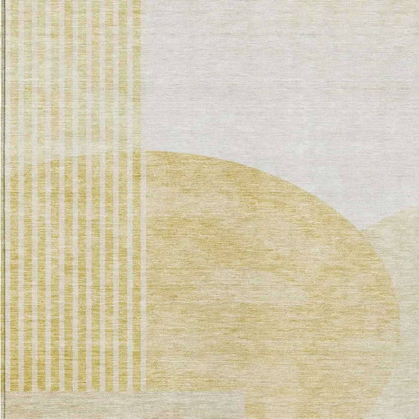 Gold Wheat And Ivory Geometric Washable Indoor Outdoor Area Rug Photo 6
