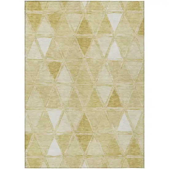 Gold Wheat And Ivory Geometric Washable Indoor Outdoor Area Rug Photo 2