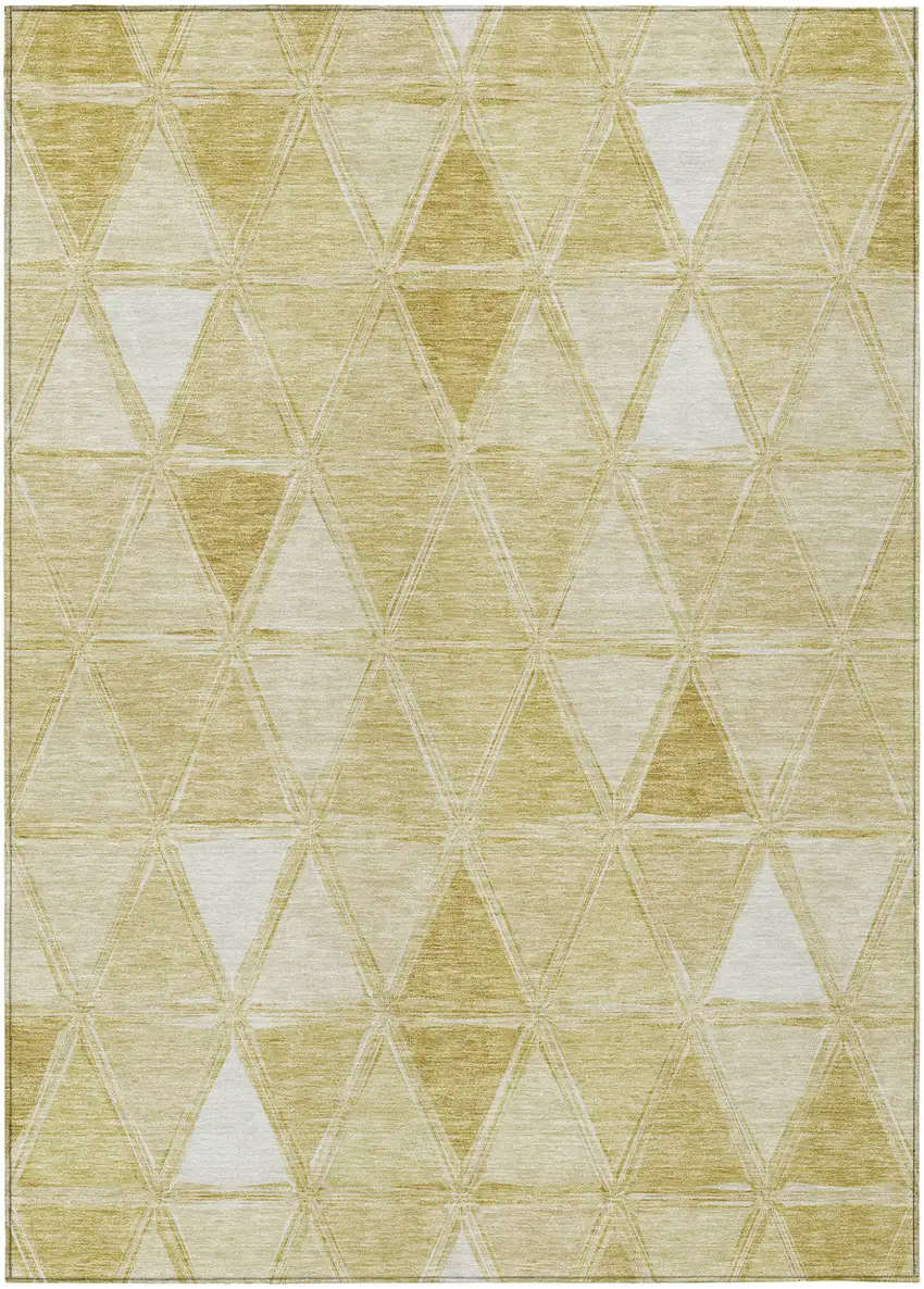 Gold Wheat And Ivory Geometric Washable Indoor Outdoor Area Rug Photo 2