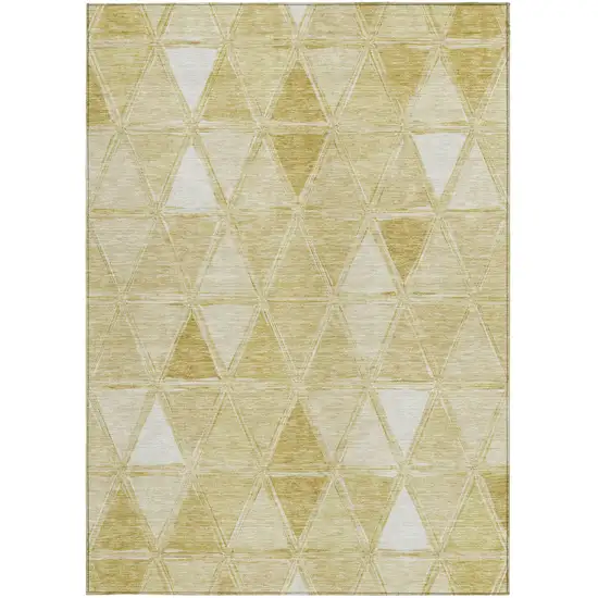 Gold Wheat And Ivory Geometric Washable Indoor Outdoor Area Rug Photo 7