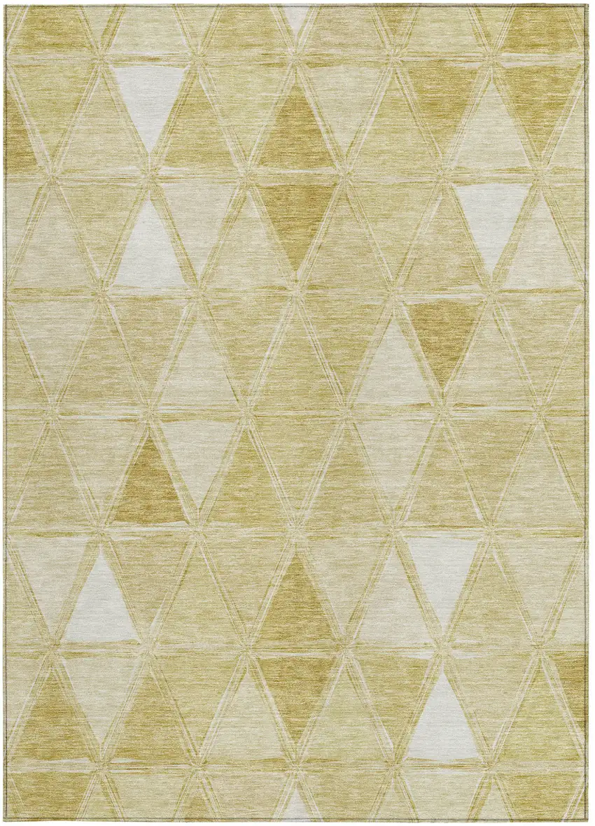 Gold Wheat And Ivory Geometric Washable Indoor Outdoor Area Rug Photo 7