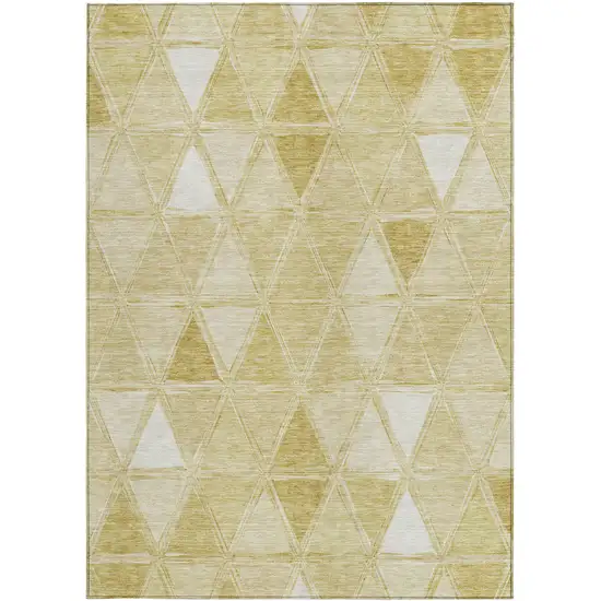 Gold Wheat And Ivory Geometric Washable Indoor Outdoor Area Rug Photo 7