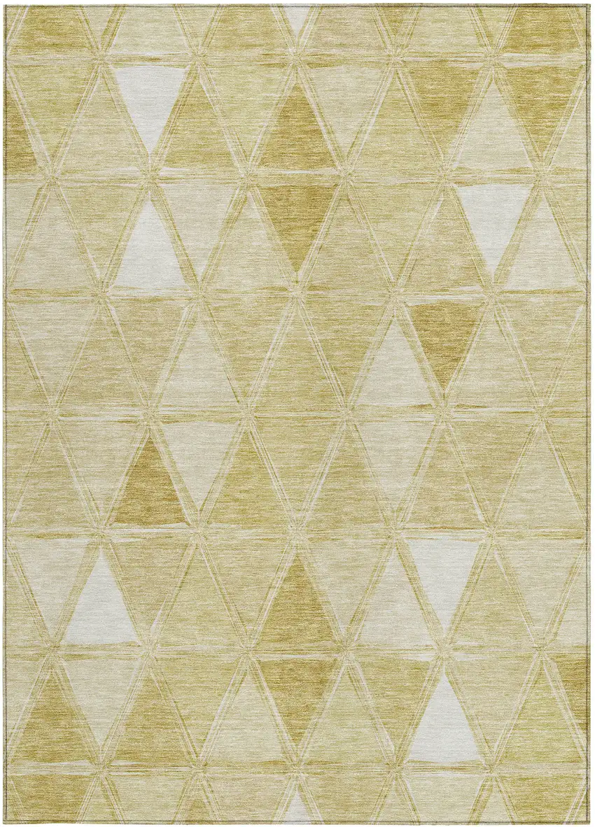 Gold Wheat And Ivory Geometric Washable Indoor Outdoor Area Rug Photo 7