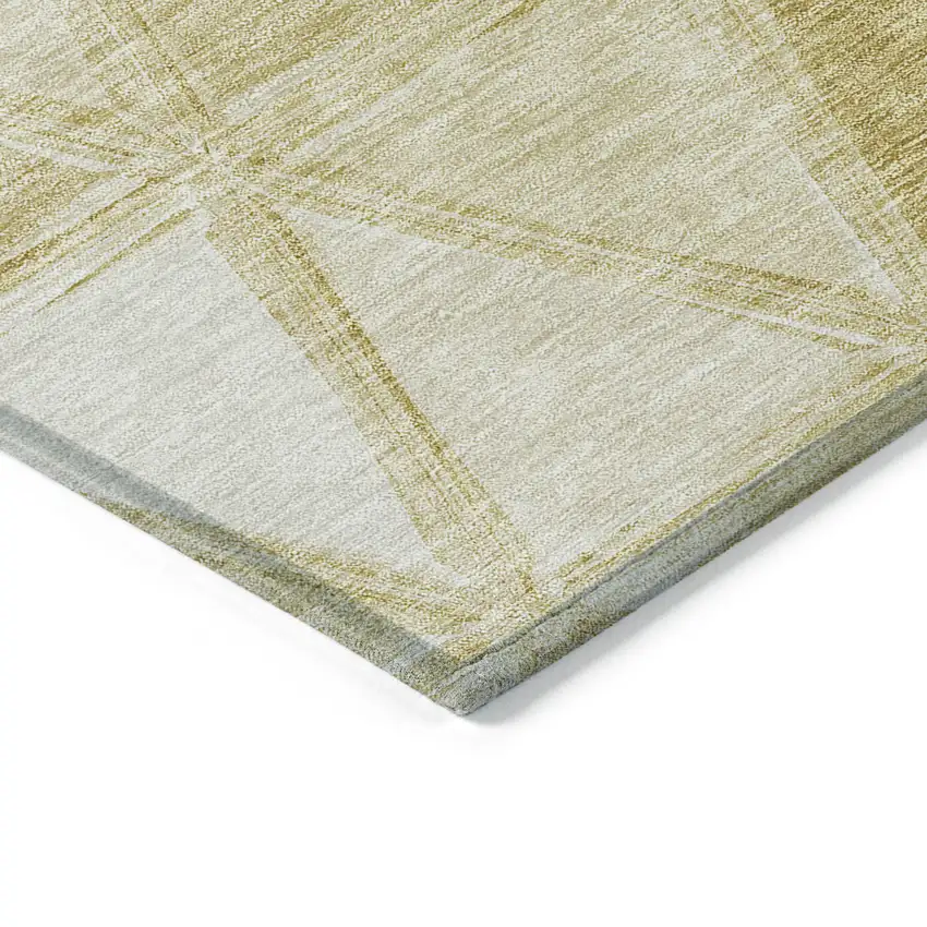 Gold Wheat And Ivory Geometric Washable Indoor Outdoor Area Rug Photo 4