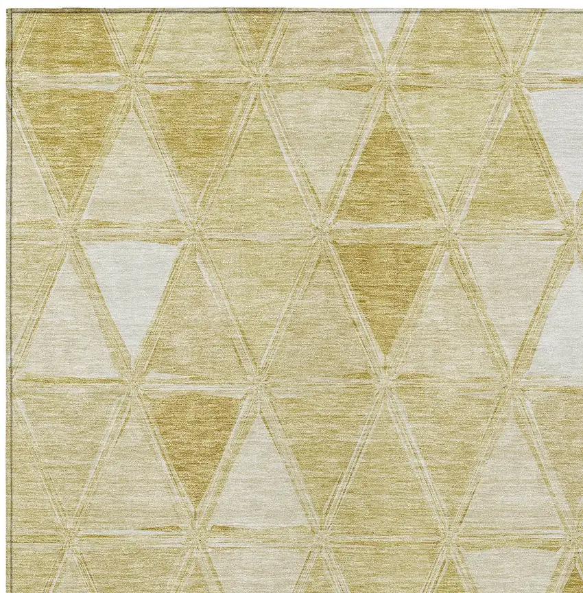 Gold Wheat And Ivory Geometric Washable Indoor Outdoor Area Rug Photo 5